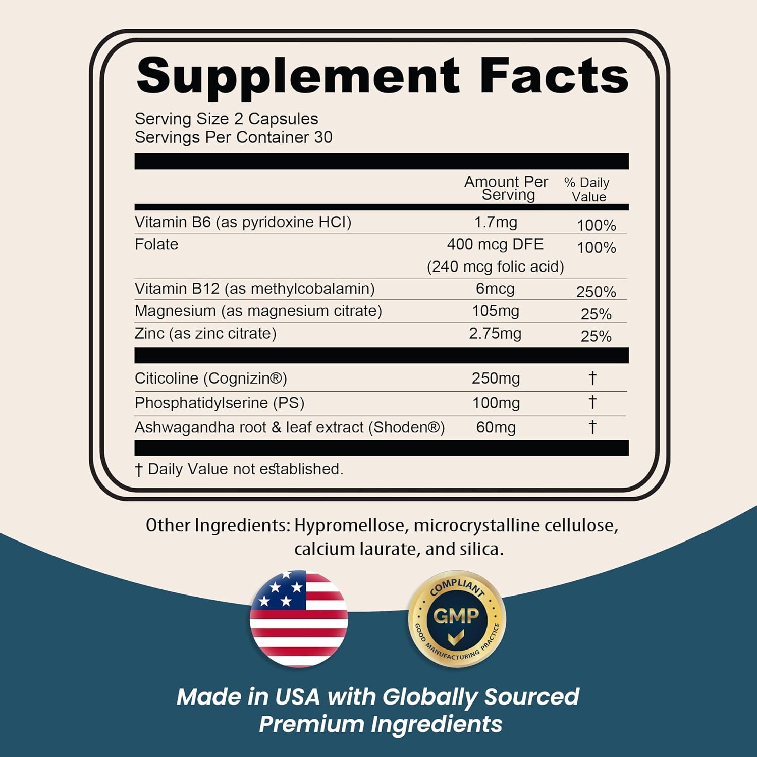 Nutritunes NutriWit: Brain Health Supplement for Cognitive Function, Focus, and Neuron Support - Non-GMO, Gluten-Free - 60 Capsules