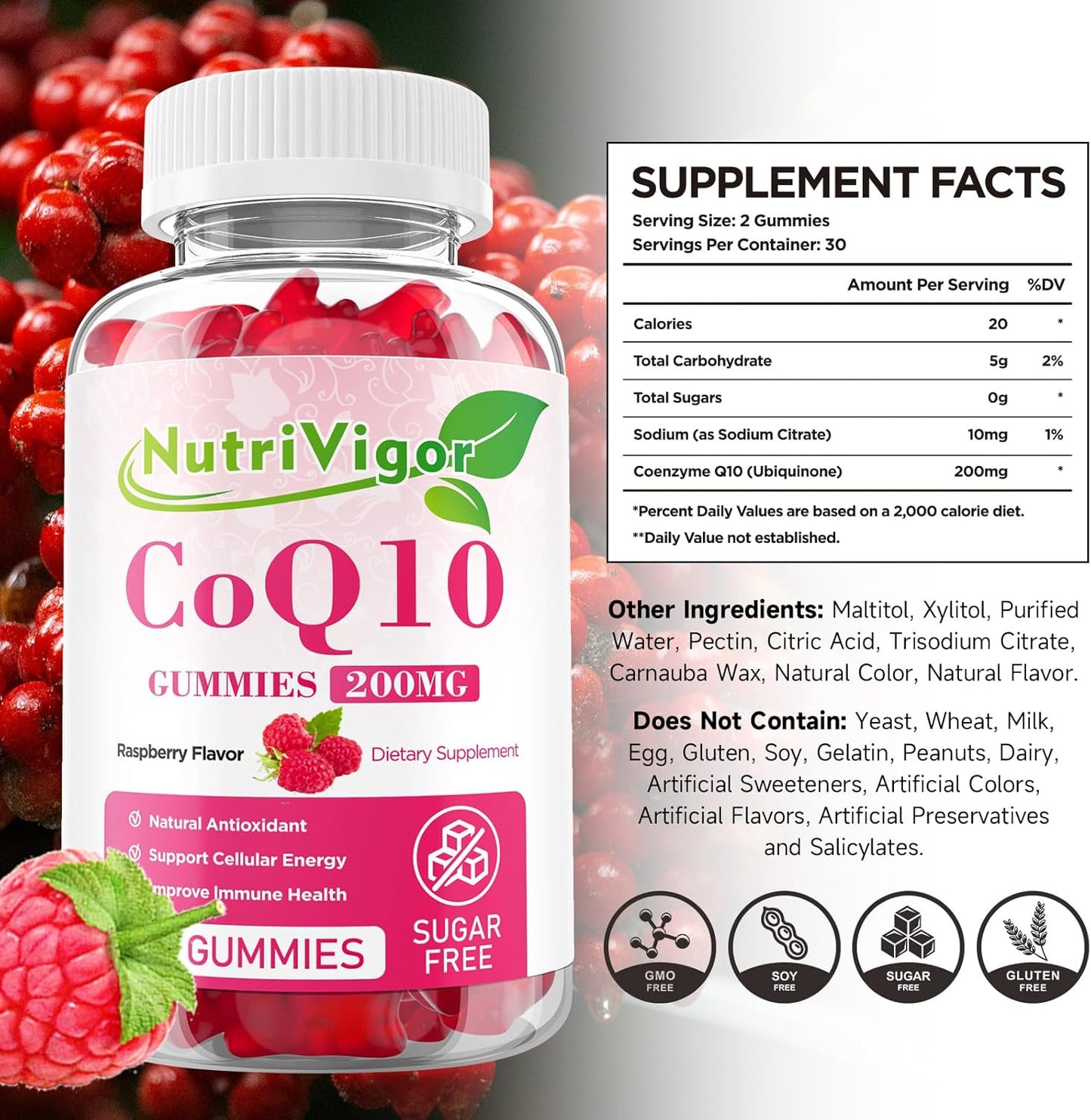 NutriVigor CoQ10 Gummies with 200MG + Calcium Magnesium Zinc Gummies - Energy & Immune System Boost