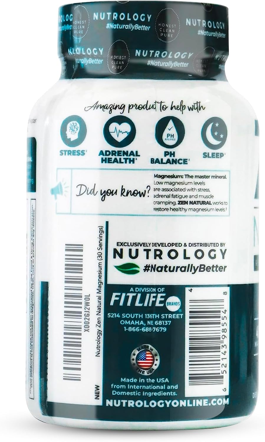 Nutrology TRIPACT Protein Powder & Zen Natural Magnesium Supplement Bundle - Vanilla Latte Cinnamon Flavor - 20 Servings Each