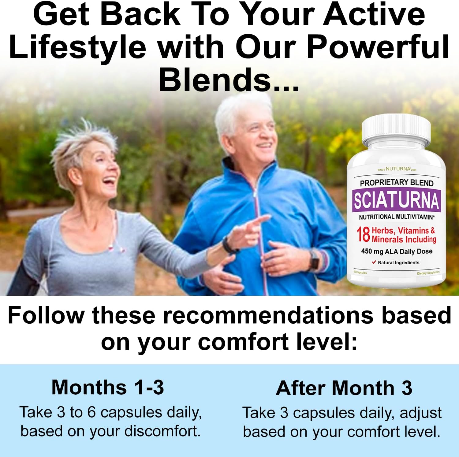 Nuturna Sciatic Nerve Relief Support Supplement with Alpha Lipoic Acid - 18-in-1 Formula for Back, Hip, Leg Pain - Natural Relief - 90 Capsules