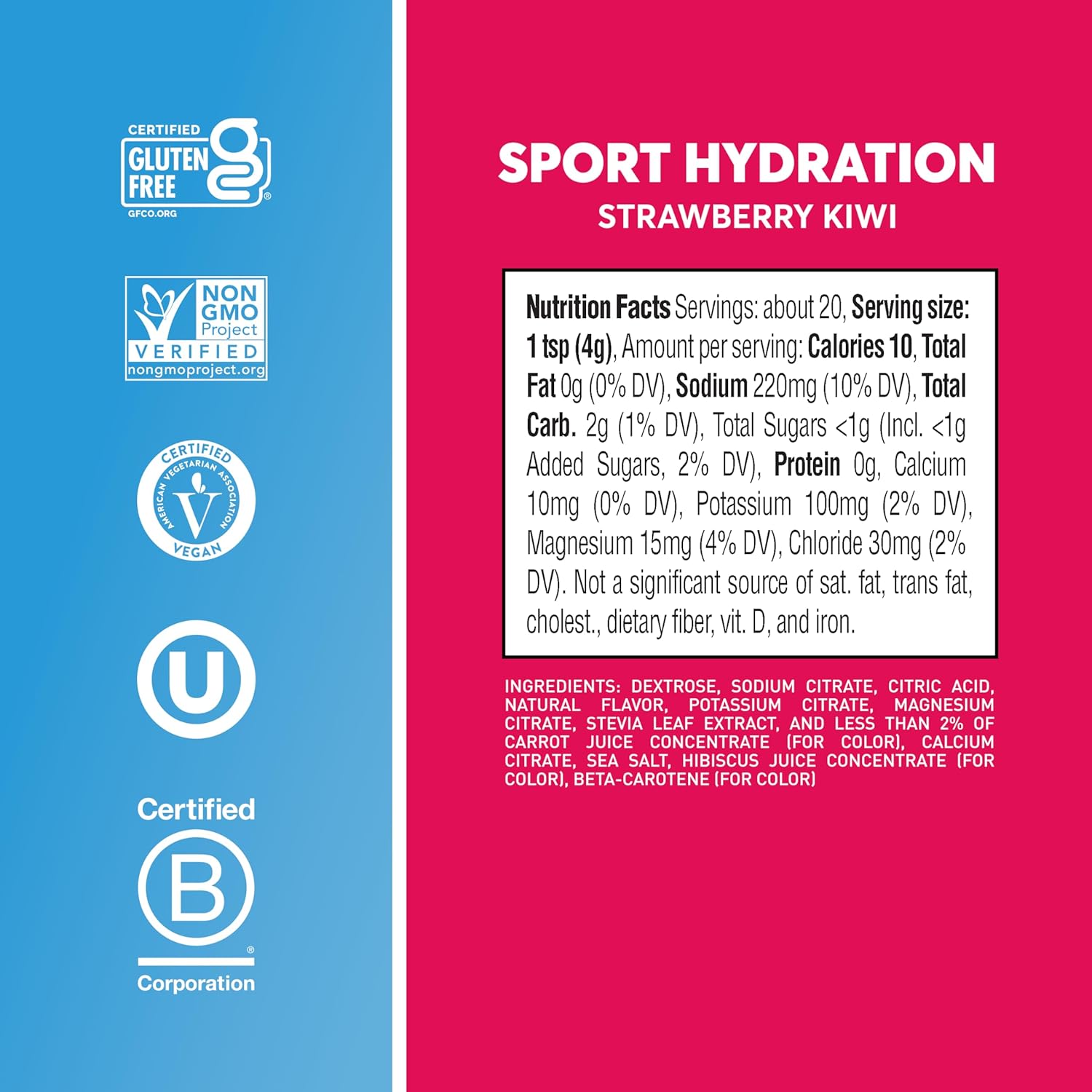 Nuun Sport Electrolyte Powder Canister - Strawberry Kiwi, Hydration Drink Mix with 5 Essential Electrolytes, 15mg Magnesium, Vegan, Non-GMO - 20 Servings