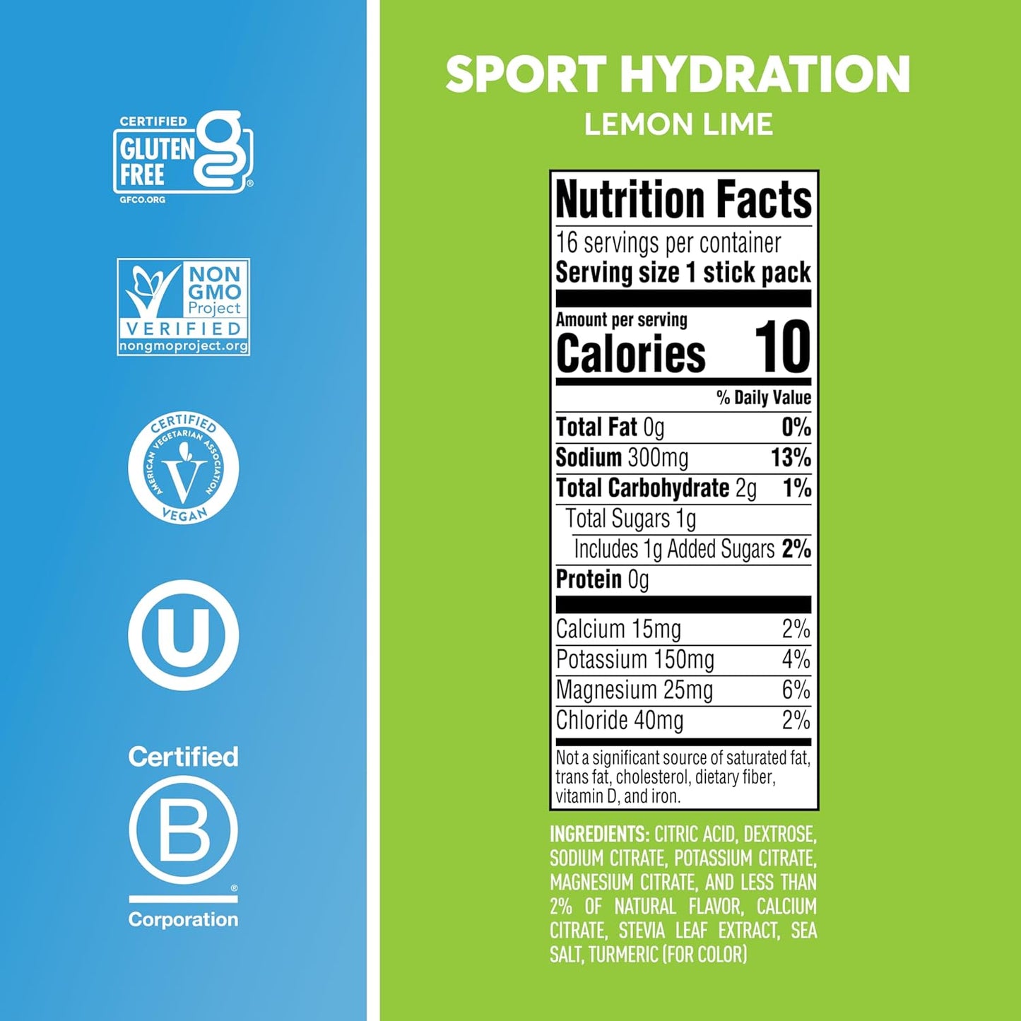 Nuun Sport Lemon Lime Electrolyte Powder Packets - Hydration Drink Mix with Magnesium - 16 Single Serving Sticks