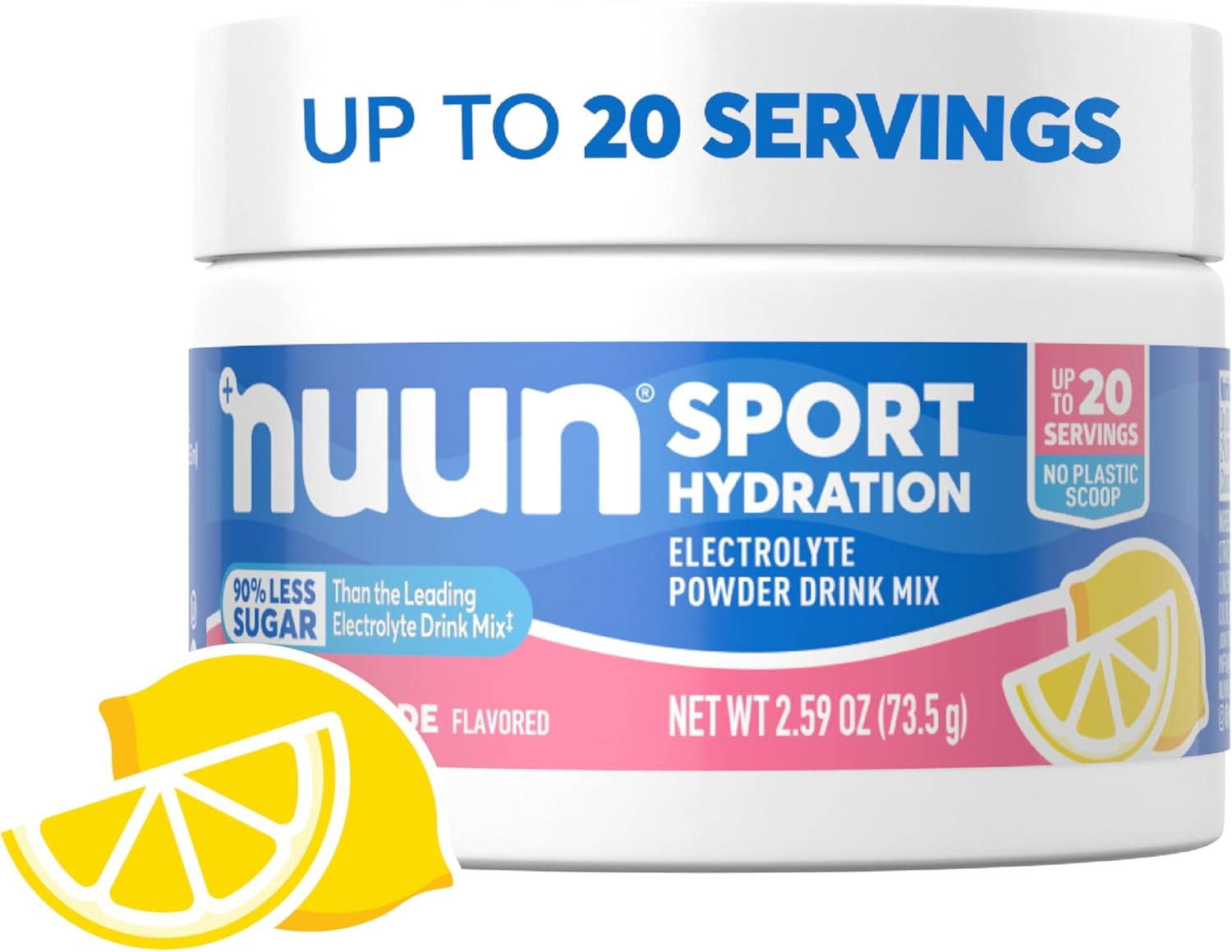 Nuun Sport Pink Lemonade Electrolyte Powder Canister - Hydration Drink Mix with 5 Essential Electrolytes, 15mg Magnesium, 1g Sugar, Non-GMO, Vegan - Up to 20 Servings