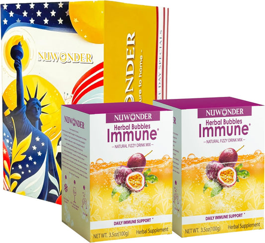 NUWONDER Immune Boosting Fizzy Drink Mix Herbal Supplement with Astragalus, Ginger, Jujube, Atractylodes, Passion Fruit - 10 packs (2 Boxes)