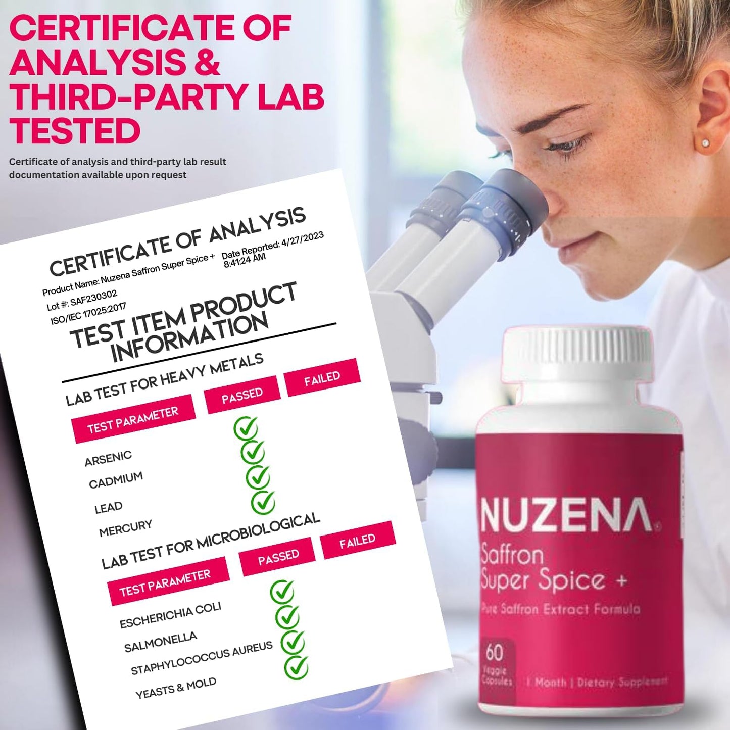 Nuzena Saffron Extract Supplements - 88.5mg per Serving - Mood Enhancer - Vegan - Non-GMO - Pure Saffron for Eyes, Memory, Mood - 60 Capsules