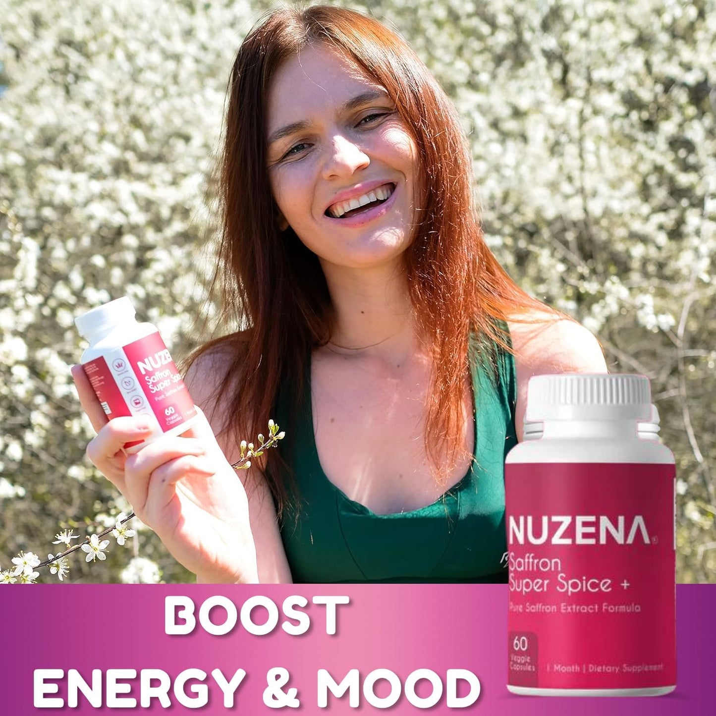 Nuzena Saffron Extract Supplements - 88.5mg per Serving - Mood Enhancer - Vegan - Non-GMO - Pure Saffron for Eyes, Memory, Mood - 60 Capsules