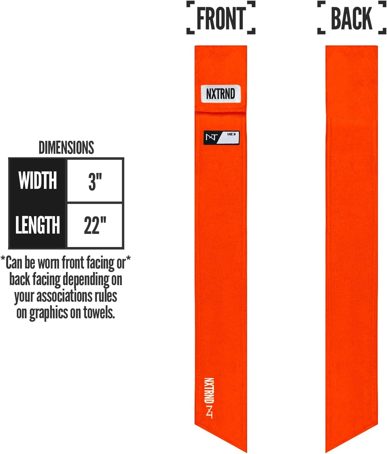 NXT NXTRND Streamer Football Towel - Thin Sports Towel for Drying Hands & Accessories (Orange)