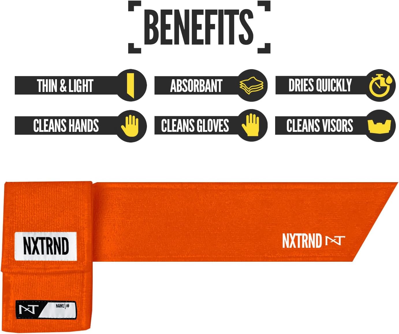NXT NXTRND Streamer Football Towel - Thin Sports Towel for Drying Hands & Accessories (Orange)