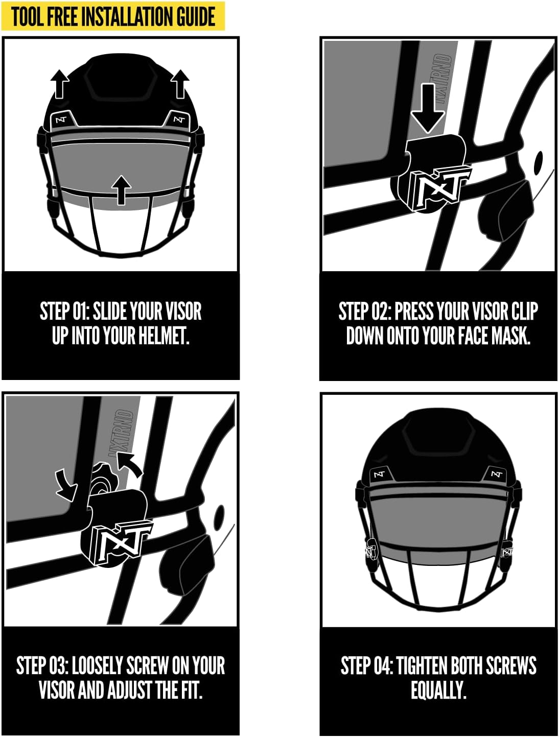 NXT NXTRND VZR3 Football Visor with Curved Lens Technology for Adult & Youth Helmets
