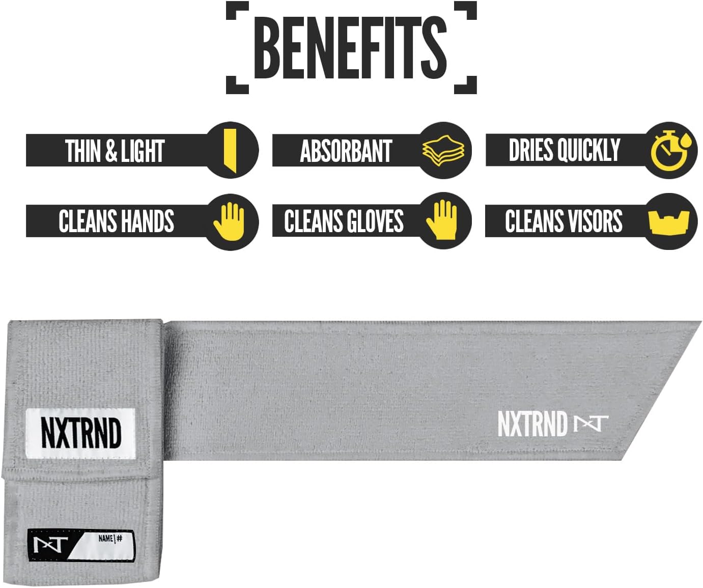 Nxtrnd Streamer Football Towel - Lightweight Sports Towel for Hands & Gear - Quick Drying (Light Grey)