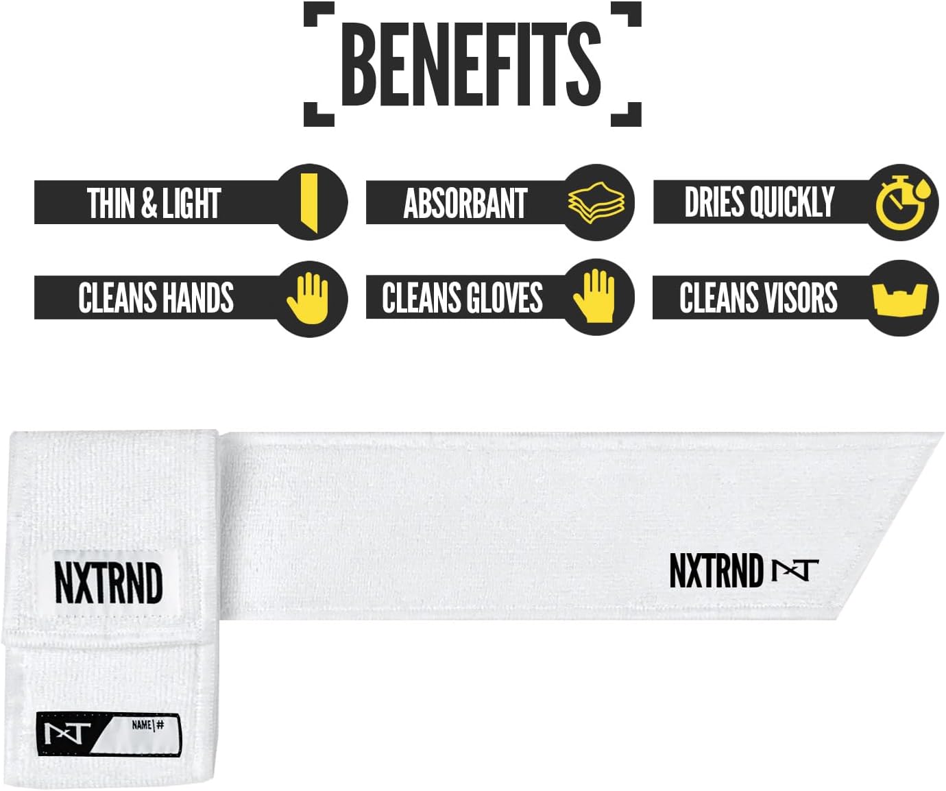 Nxtrnd Streamer Football Towel - Lightweight Thin Sports Towel for Drying Hands & Football Gear - White Color