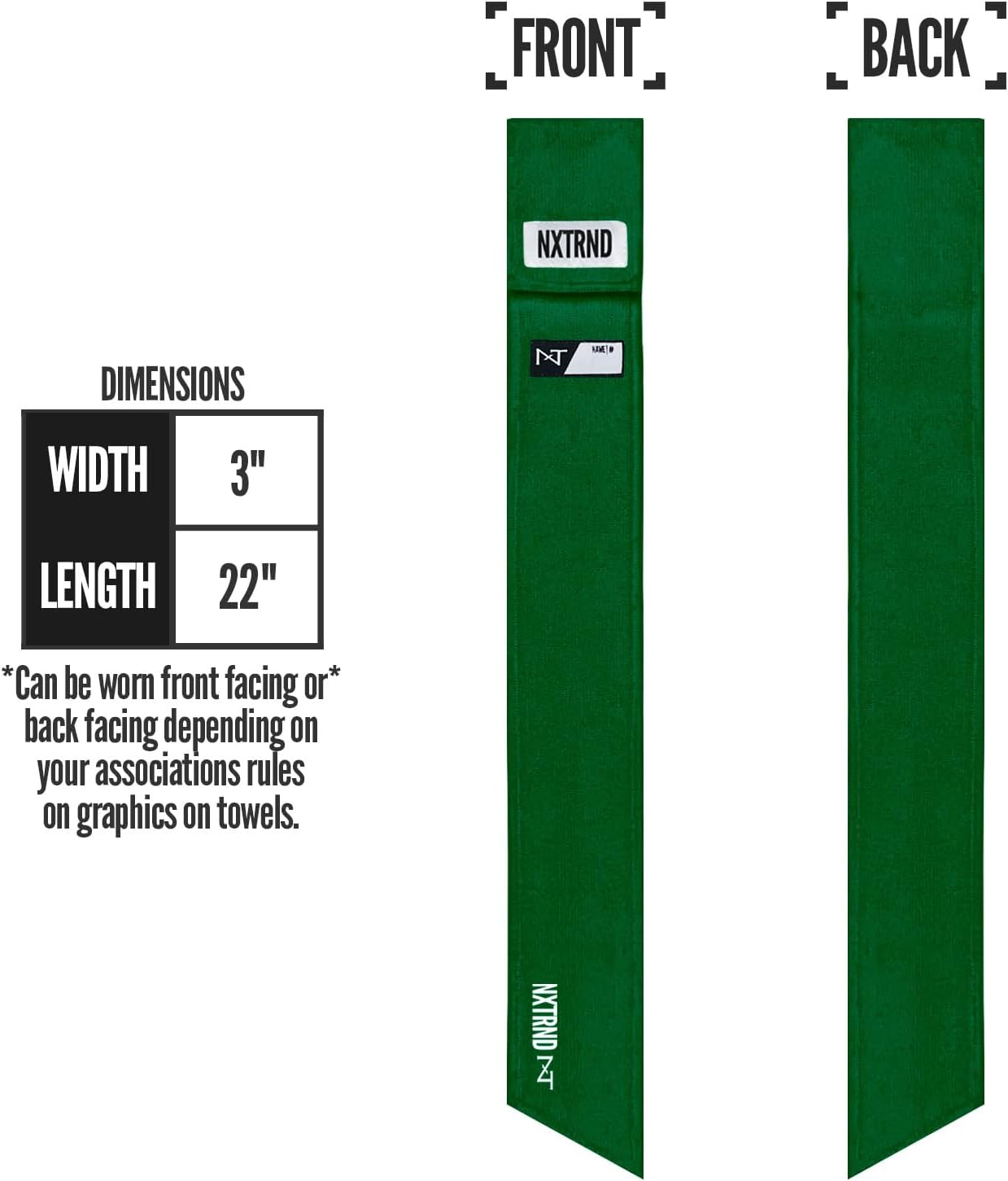 Nxtrnd Streamer Football Towel - Thin Dark Green Sports Towel for Drying Hands & Football Gear