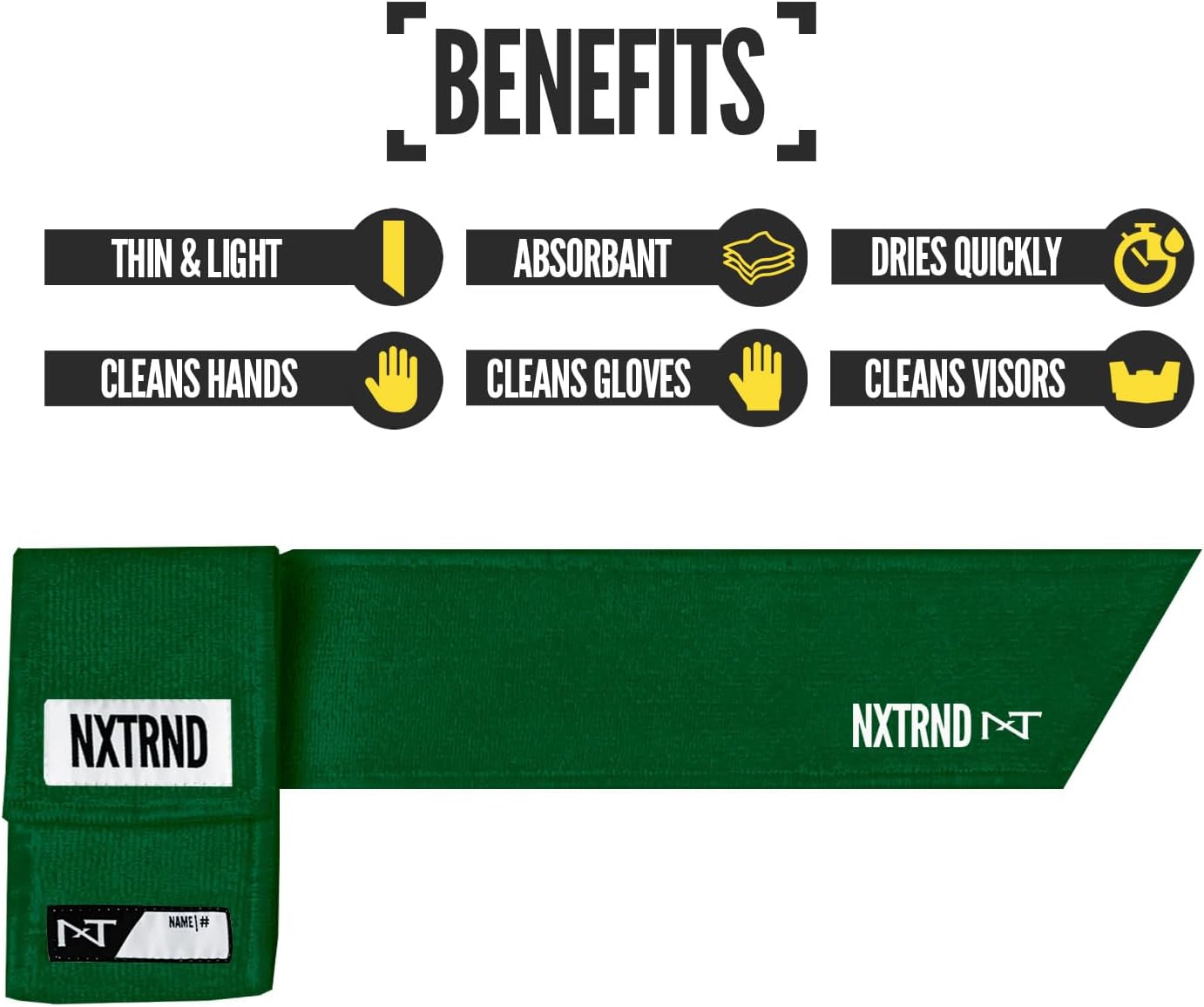 Nxtrnd Streamer Football Towel - Thin Dark Green Sports Towel for Drying Hands & Football Gear