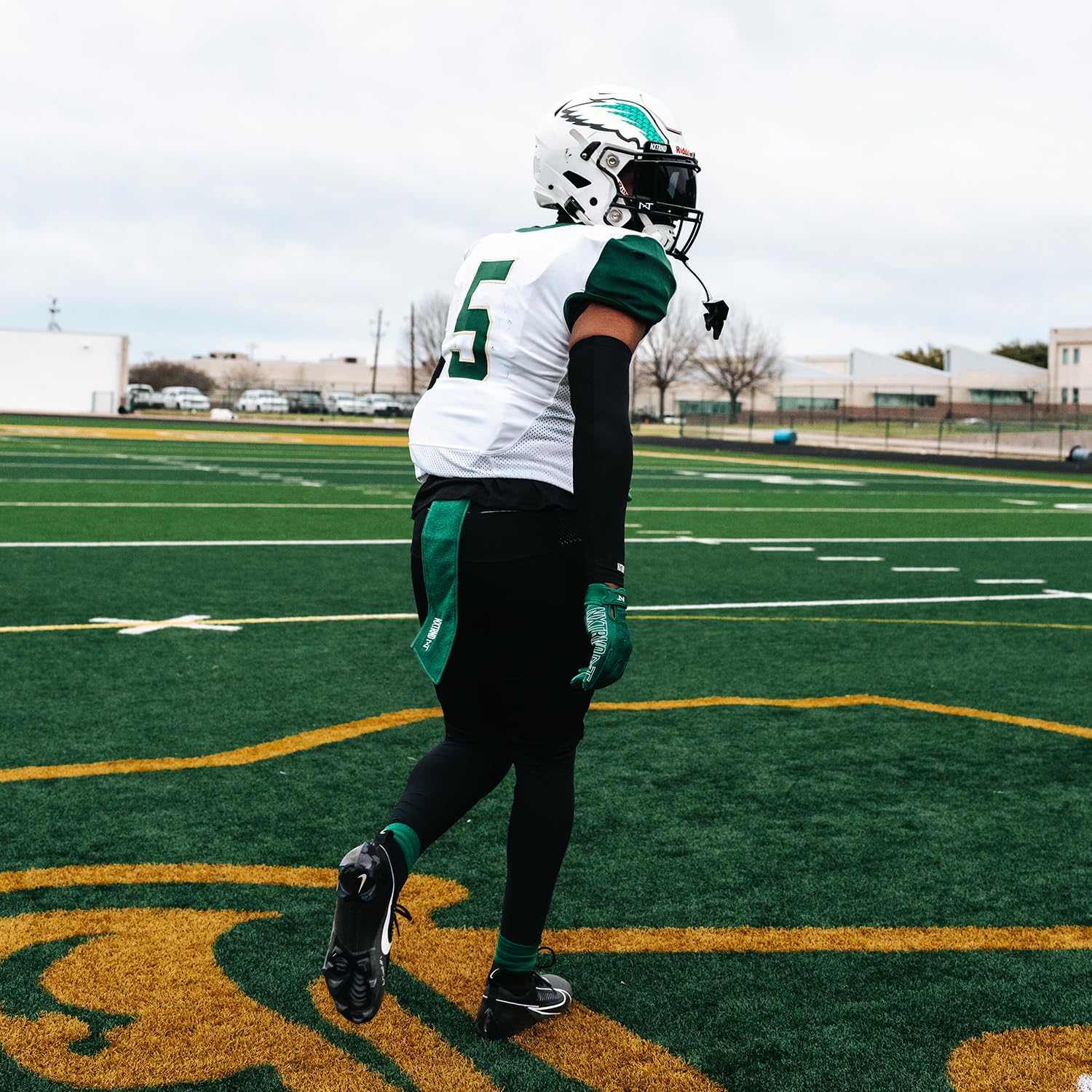 Nxtrnd Streamer Football Towel - Thin Dark Green Sports Towel for Drying Hands & Football Gear