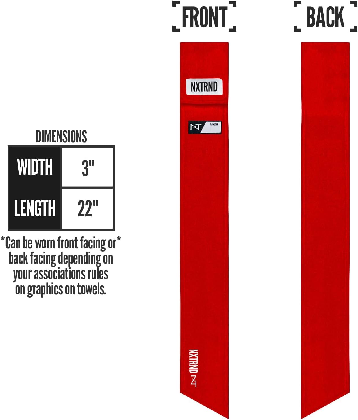 Nxtrnd Streamer Football Towel - Thin Sports Towel for Drying Hands & Accessories - Red