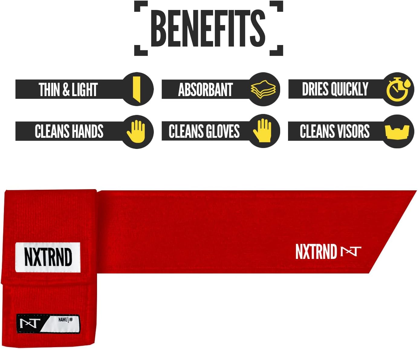 Nxtrnd Streamer Football Towel - Thin Sports Towel for Drying Hands & Accessories - Red