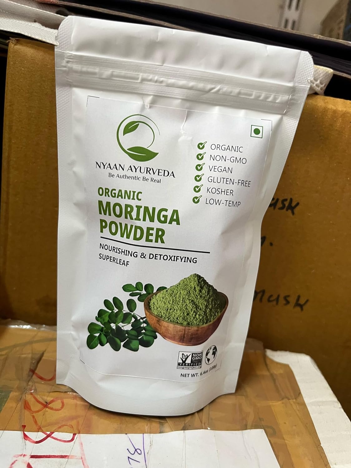 NYAAN AYURVEDA 100% Pure Moringa Oleifera Leaf Powder - Premium Quality Nutrients - Gentle Dried Leaves - Pocket Friendly Pack - Easy to Carry - 300gm Pack (Pack of 3)