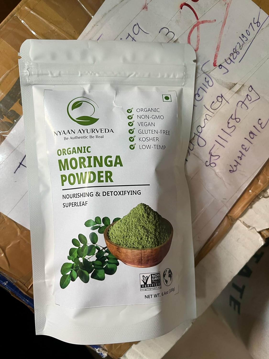 NYAAN AYURVEDA 100% Pure Moringa Oleifera Leaf Powder - Premium Quality Nutrients - Gentle Dried Leaves - Pocket Friendly Pack - Easy to Carry - 300gm Pack (Pack of 3)