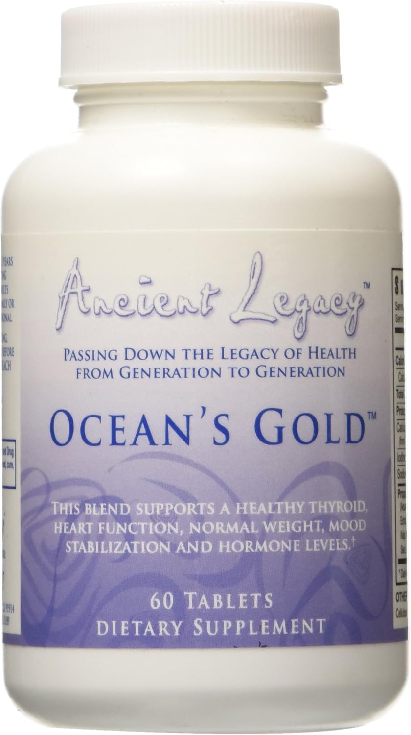 Ocean's Gold Thyroid Support Supplement - 60 Tablets - Promotes Heart Health, Hormone Balance - Natural Ocean-Derived Nutrients - 1 Pack
