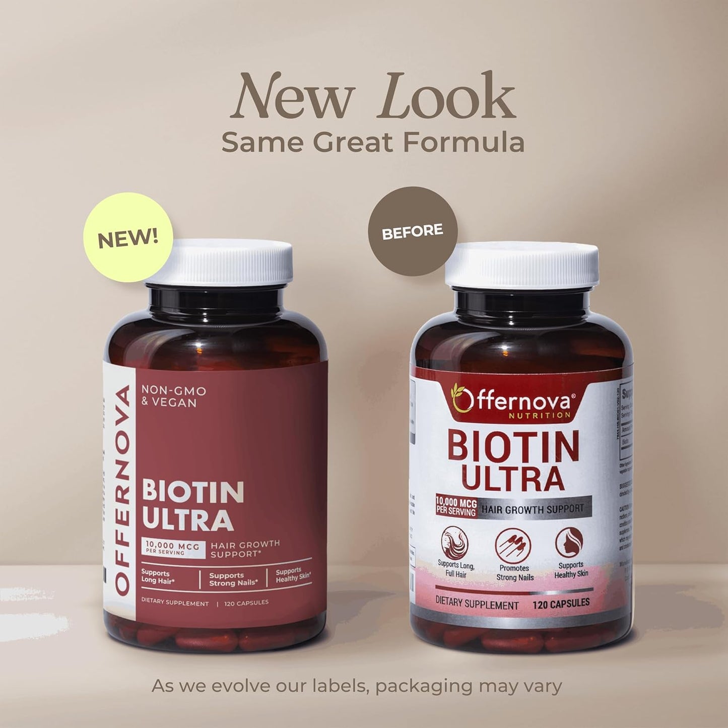 Offernova Biotin Ultra Hair Vitamins with Biotin - Hair and Beard Growth Pills | Strengthens Hair Skin and Nails - 120 Tablets