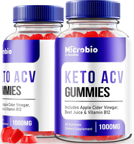 Official Keto + ACV Supplement: NutraRize MicroBio Apple Cider Vinegar Gummies (Pack of 2)