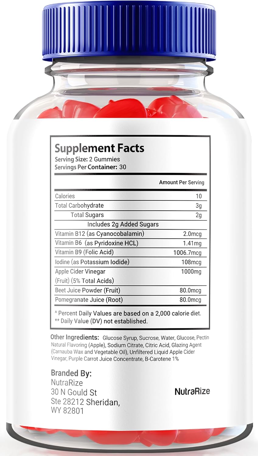 Official Keto + ACV Supplement: NutraRize MicroBio Apple Cider Vinegar Gummies (Pack of 2)