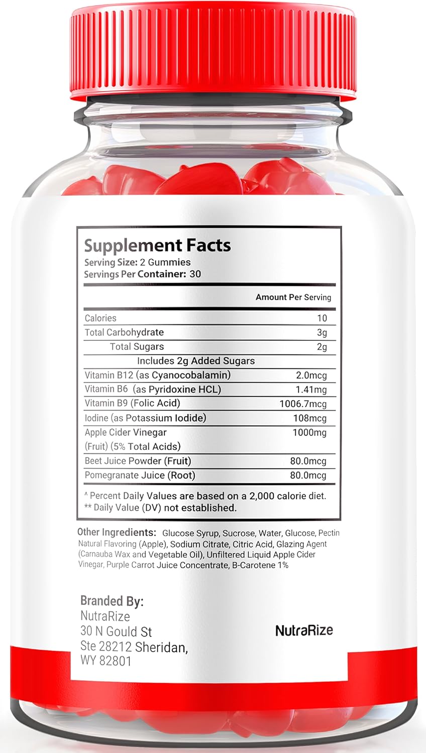 Official NutraRize Supra Keto+ACV Gummies - Pack of 3, All Natural Apple Cider Vinegar Formula - 180 Gummies