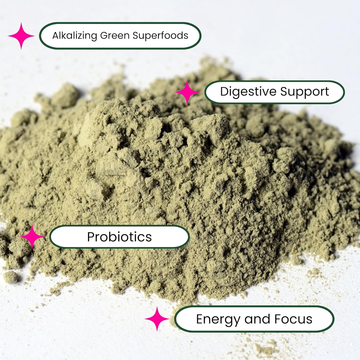 Olea Supercharge Greens Powder with Spirulina, Chlorella, Barley & Wheat Grass, Probiotics & Digestive Enzymes for Energy, Detox, & Gut Health