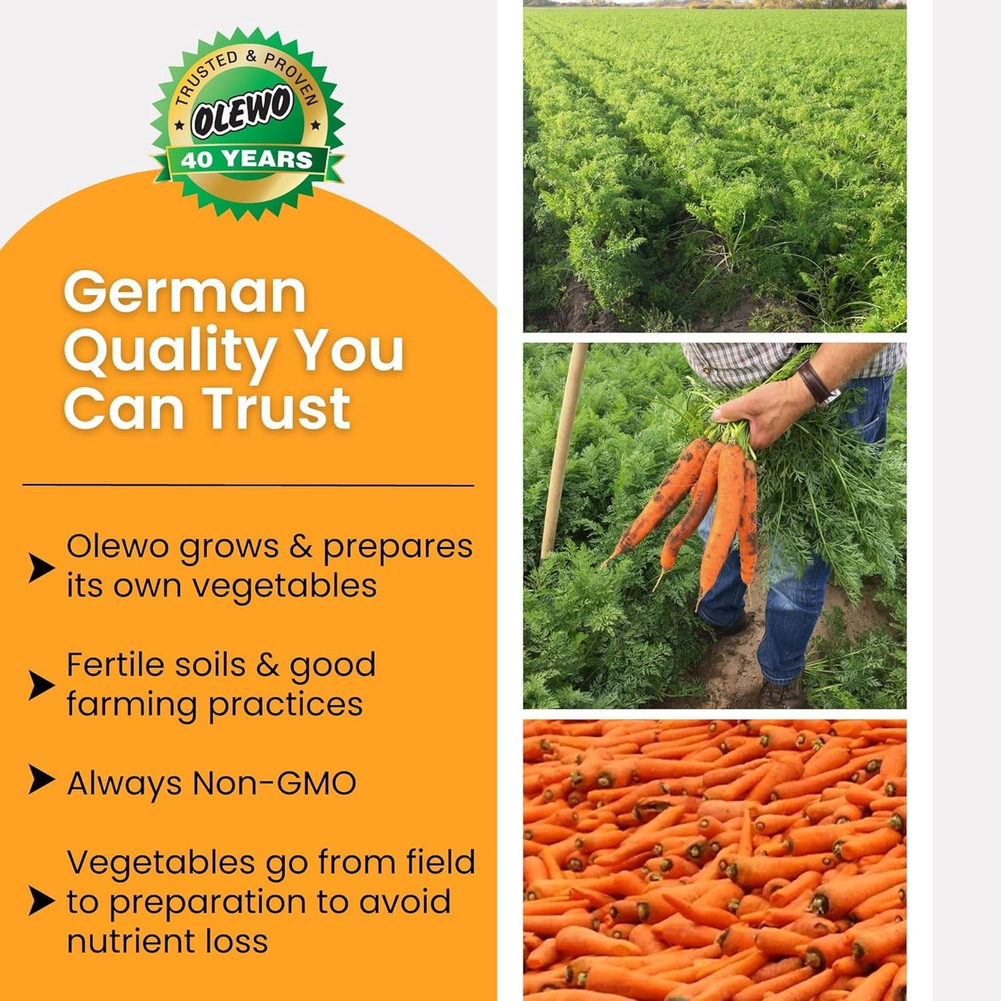 Olewo Original Carrots for Dogs - Fiber-Rich Digestive Dog Food Topper for Skin, Coat, and Gut Health, 1 lb