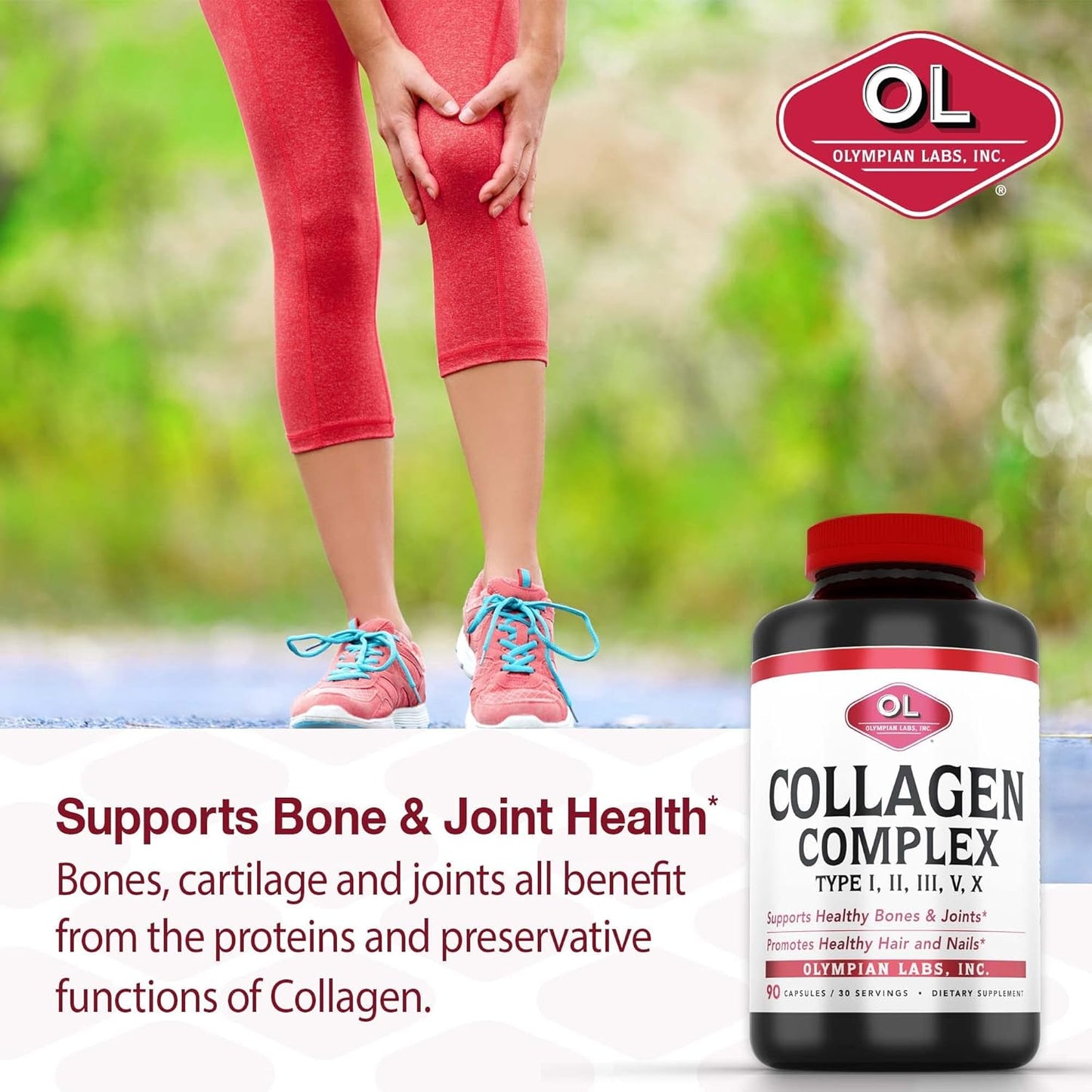 Olympian Labs Multi Collagen Complex for Hair, Nails, Joints, and Gut Health - 90 Capsules, 30-Day Supply