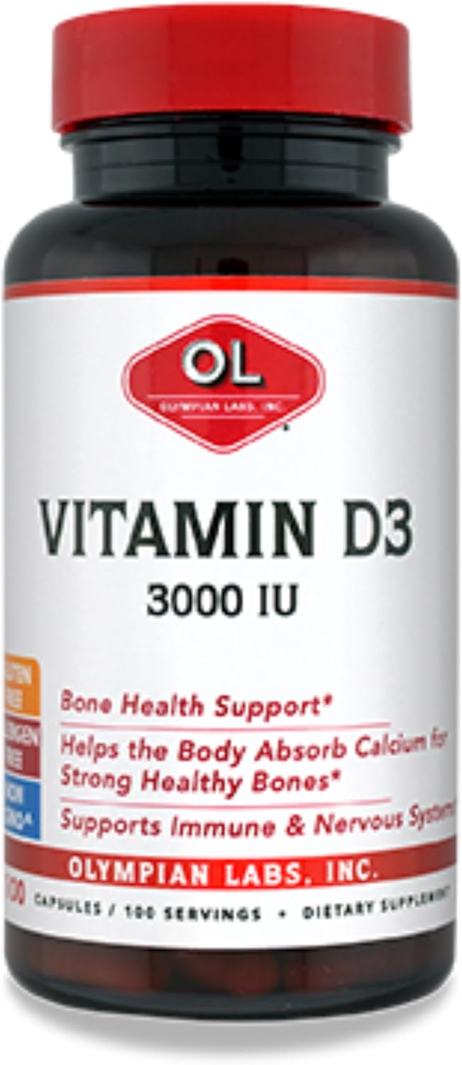 Olympian Labs Vitamin D3 3000 IU - 100 Capsules for Bone Health Support