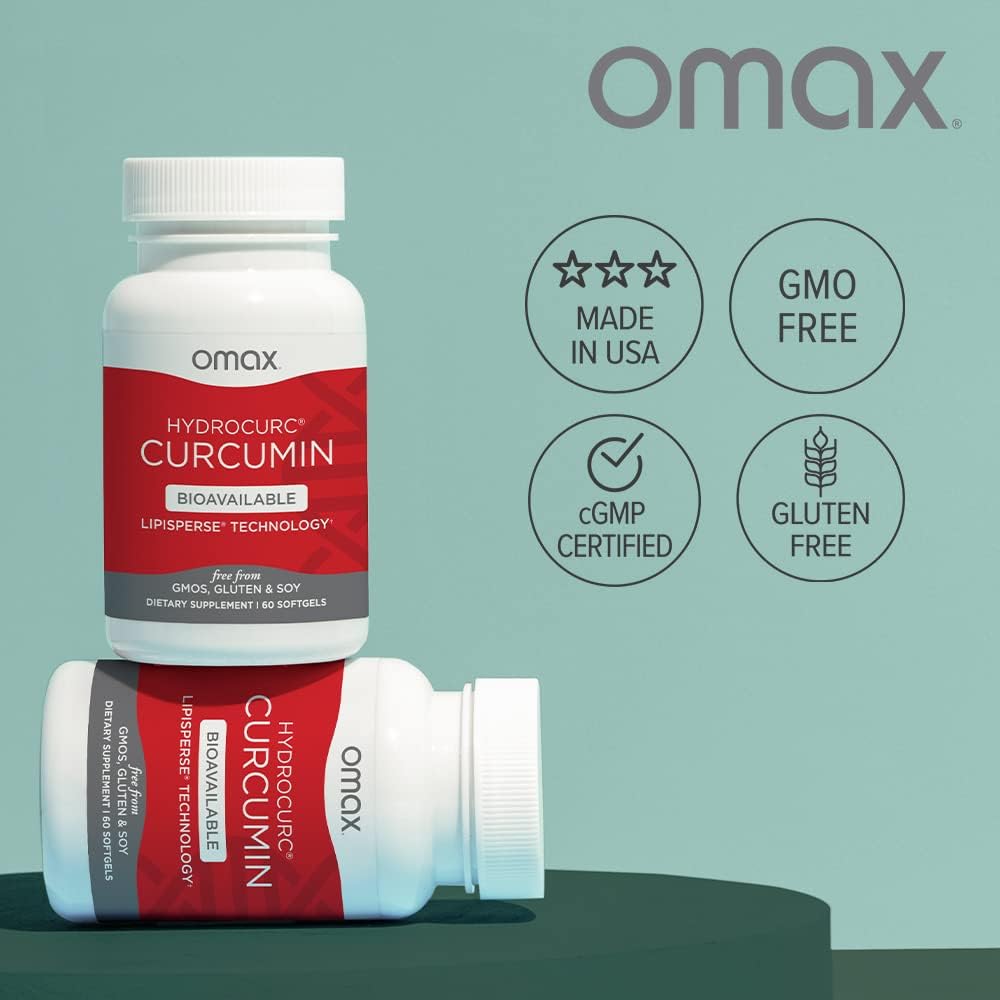 Omax3 HydroCurc Turmeric Curcumin Softgels - Natural Joint Relief, High Bioavailability, Nanoparticle Formula (60 Softgels)