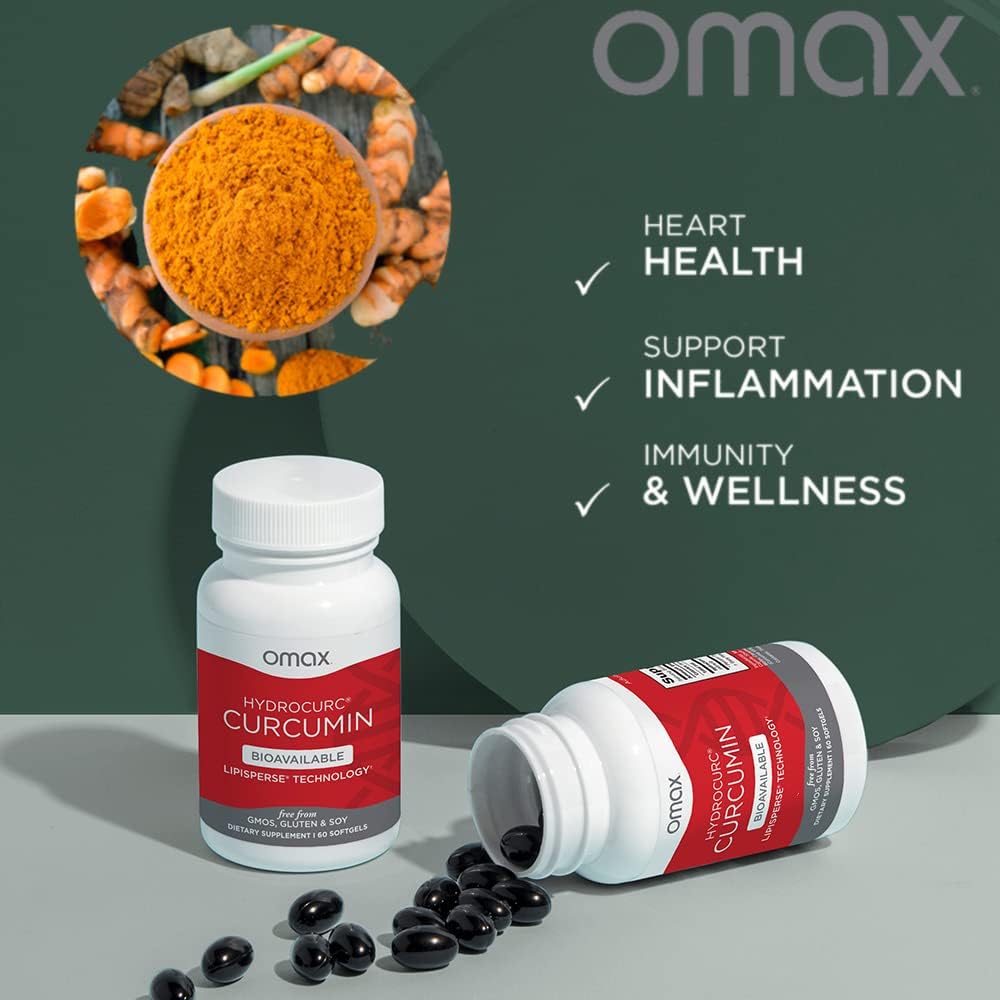 Omax3 HydroCurc Turmeric Curcumin Softgels - Natural Joint Relief, High Bioavailability, Nanoparticle Formula (60 Softgels)
