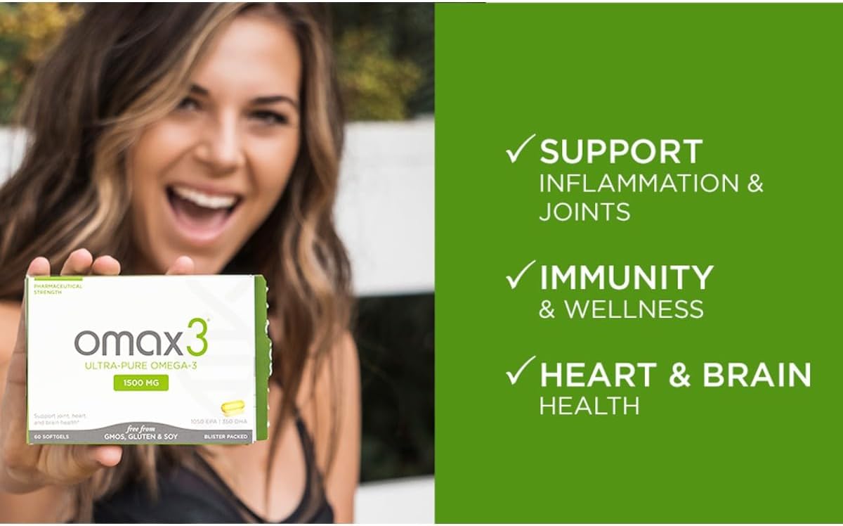 Omax3 Inflammation Fighter Trio: Omega-3, Curcumin, Vitamin D3 for Muscle & Joint Wellness