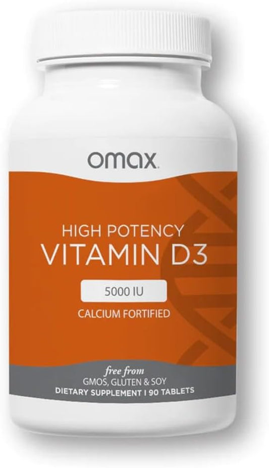 Omax3 Vitamin D3 and Calcium Complex for Strong Bones, Muscles, and Heart Health - 90 Tablets