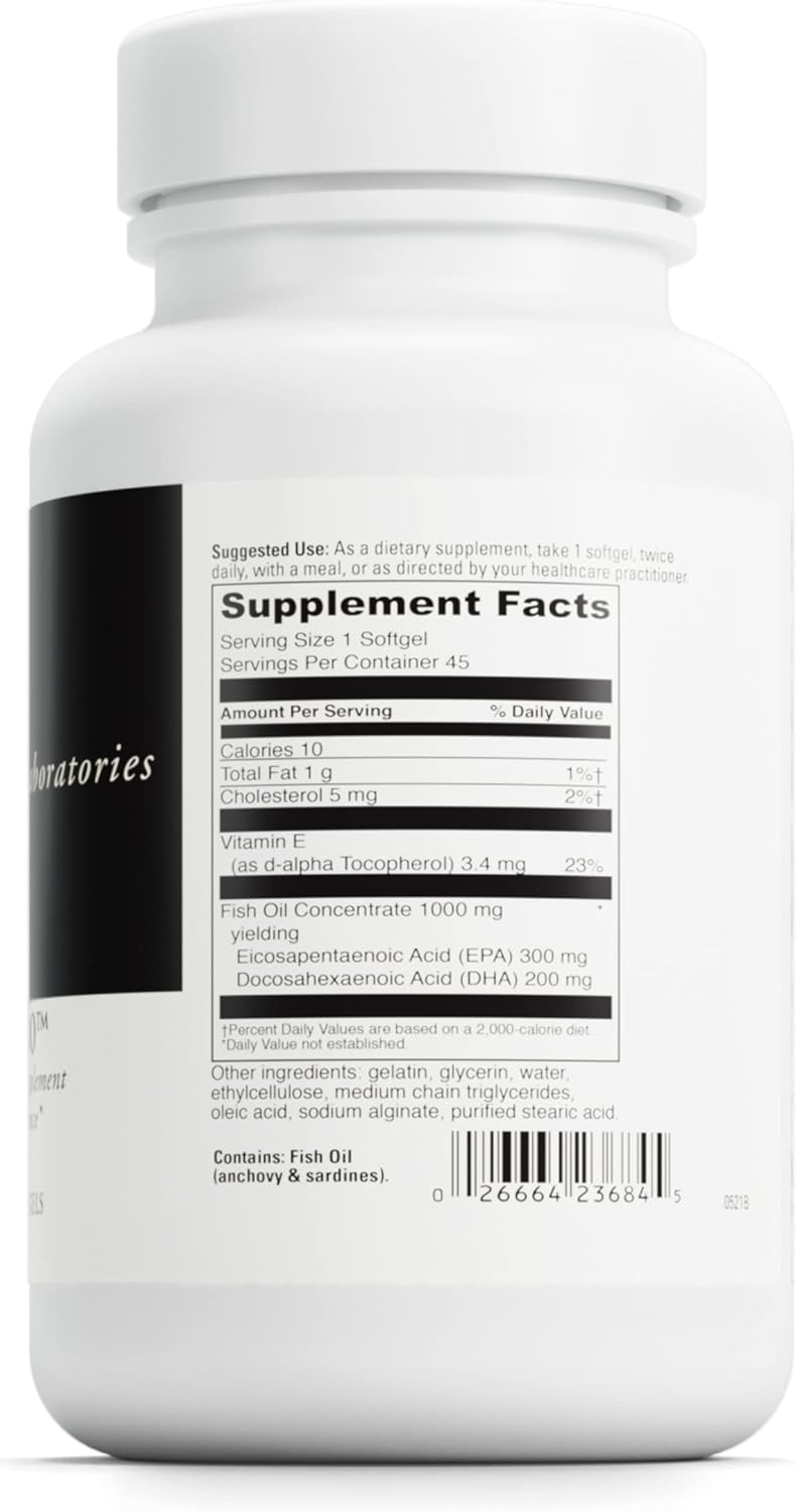 Omega-3 1000 Dietary Supplement for Cholesterol and Immune Support - 45 Enteric Coated Softgels - Gluten-Free - BoostGo Australia