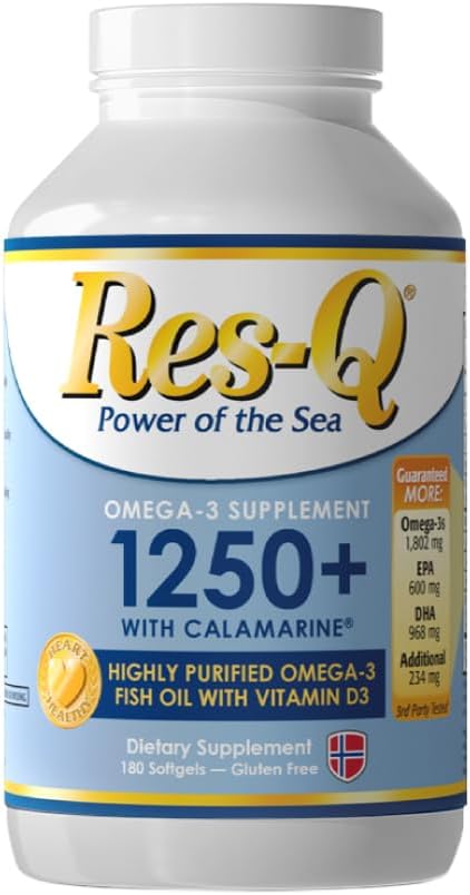 Omega-3 and Vitamin D3 Fish Oil Capsules with Res-Q 1250+ Formula