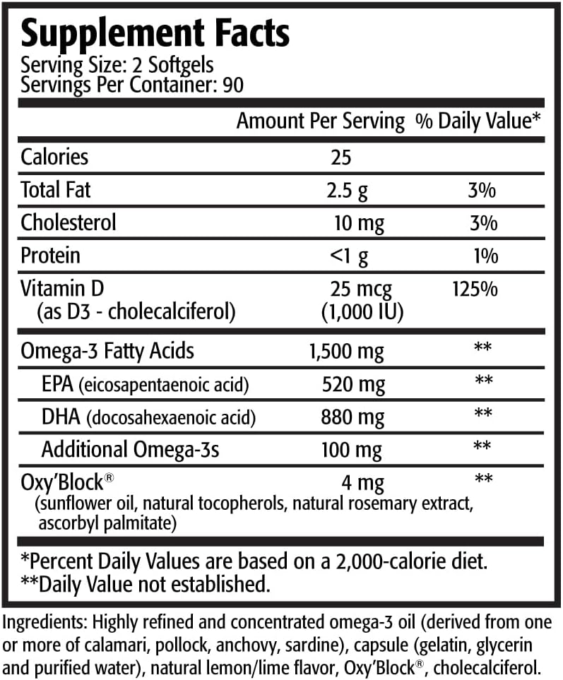 Omega-3 and Vitamin D3 Fish Oil Capsules with Res-Q 1250+ Formula
