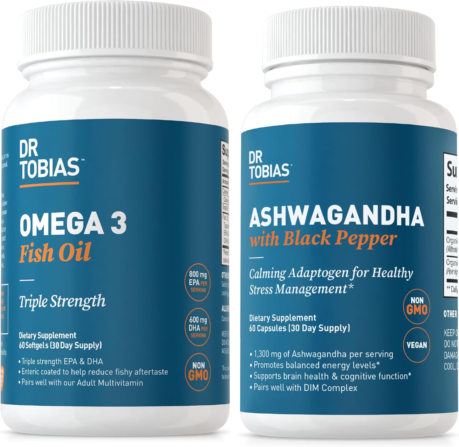 Omega 3 Fish Oil and Ashwagandha Capsules for Wellness, Energy, & Resilience - Non-GMO Formula