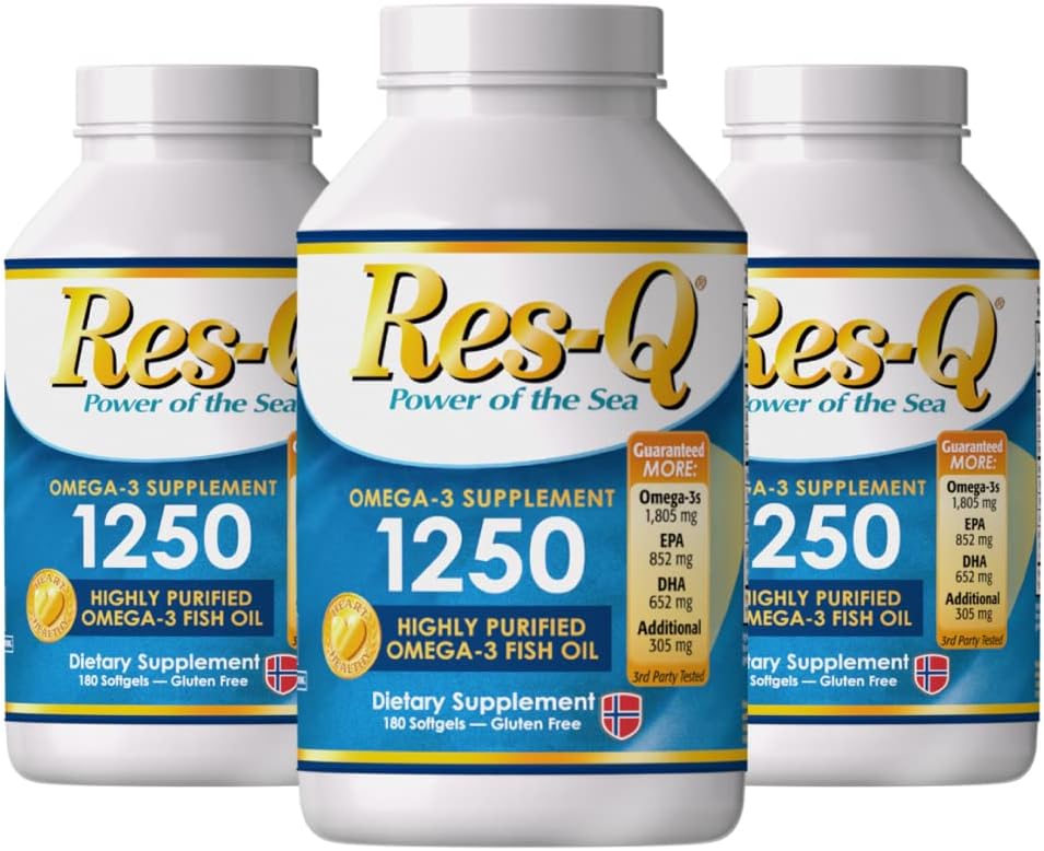 Omega-3 Fish Oil Capsules 3750mg - 3 Pack by Res-Q - High Potency EPA & DHA Supplement for Heart Health & Joint Support