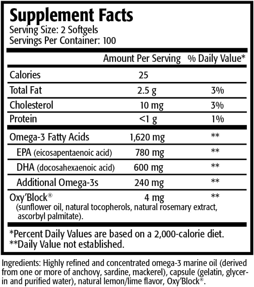 Omega-3 Fish Oil Capsules with Res-Q 1250 Formula - High Potency Essential Fatty Acids Supplement