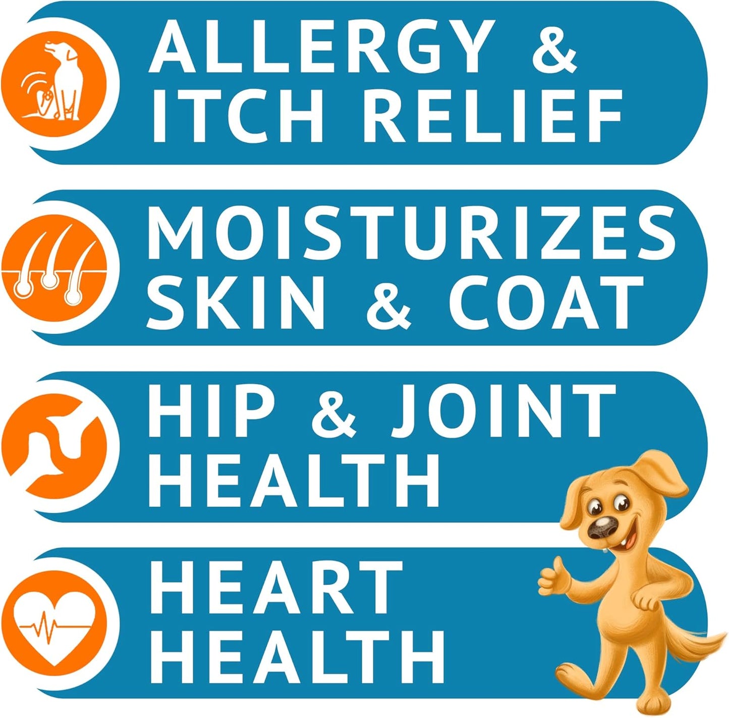 Omega 3 Fish Oil Chews for Dogs (180 Ct) - Skin & Coat Support - Allergy Relief - Shiny Coat - EPA & DHA Fatty Acids - Salmon Oil Promotes Heart Health
