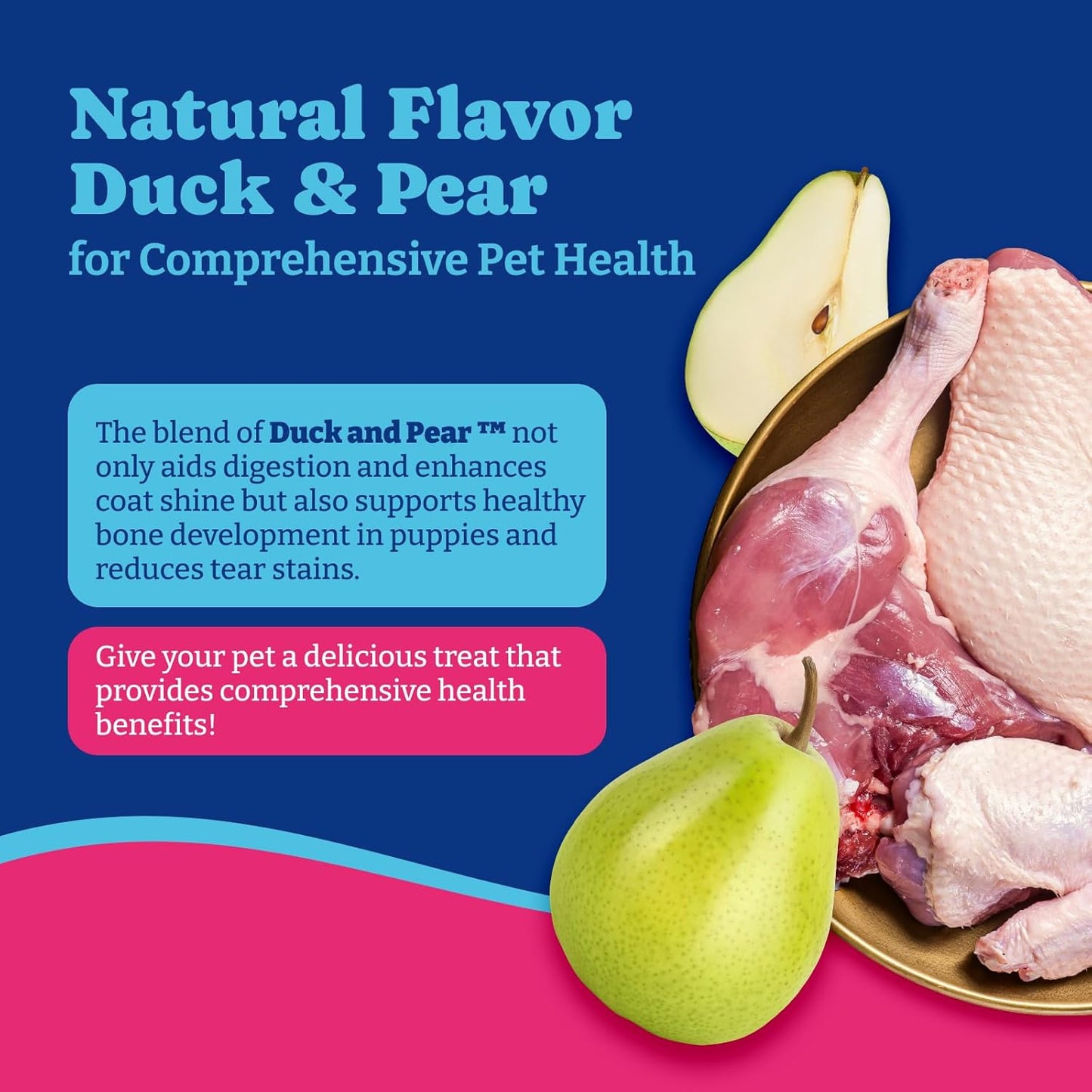 Omega 3 Fish Oil Chews for Dogs & Cats - Duck & Pear Flavored Soft Chews with Flaxseed Oil, EPA & DHA - Promotes Skin & Coat Health, Anti-Inflammatory Support - 180 Count