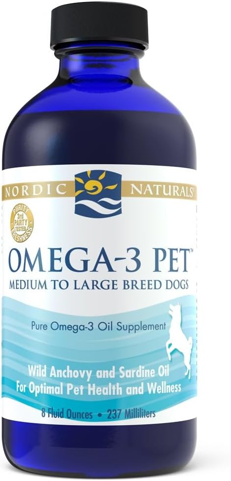 Omega-3 Fish Oil for Medium to Large Dogs - 8 oz - Promotes Heart, Skin, Coat, Joint, & Immune Health - Nordic Naturals Omega-3 Pet - 1518 mg Omega-3 Per Teaspoon