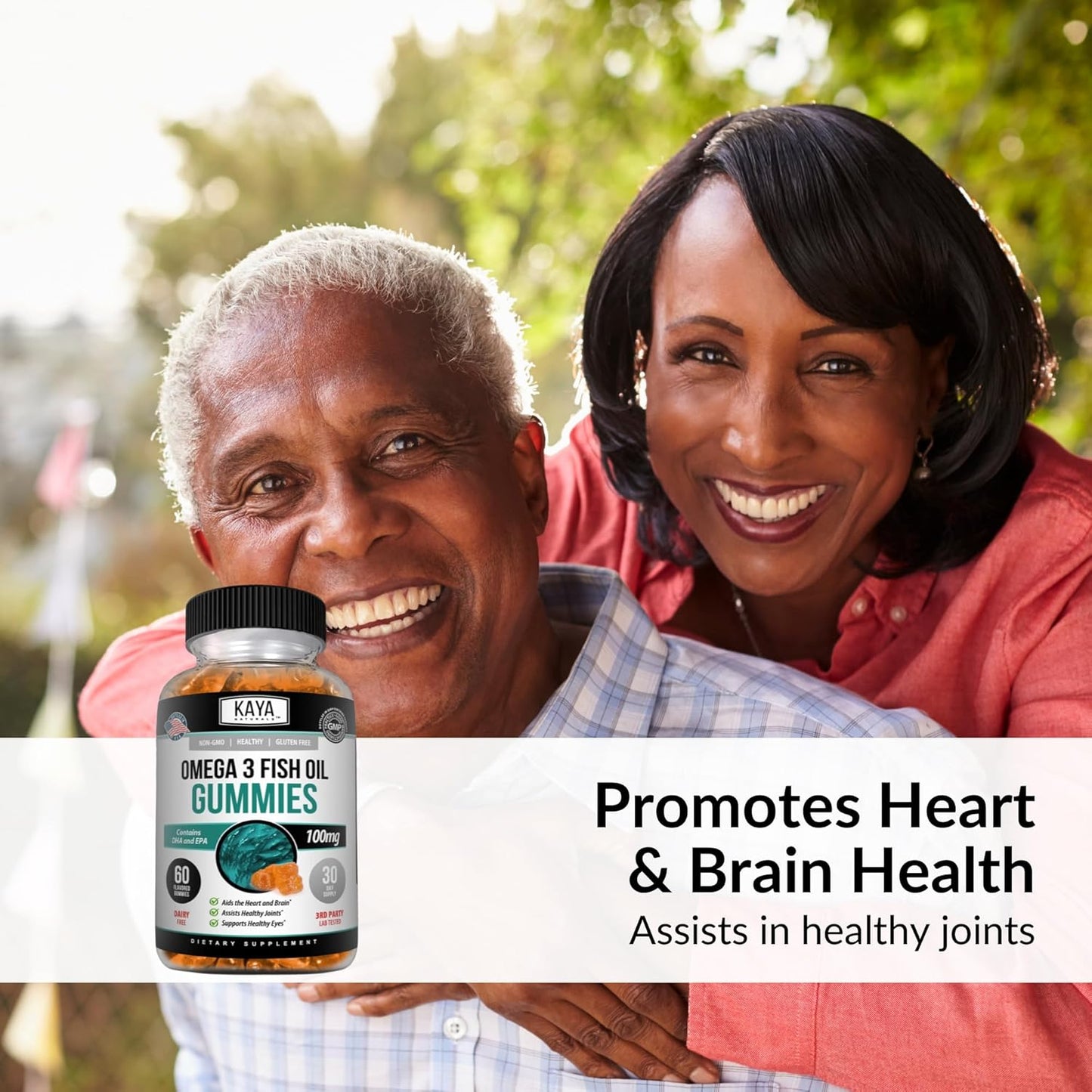 Omega 3 Fish Oil Gummies with EPA & DHA - Brain, Eye, & Joint Support - Heart Health & Immune Booster - Non-GMO - 60 Count