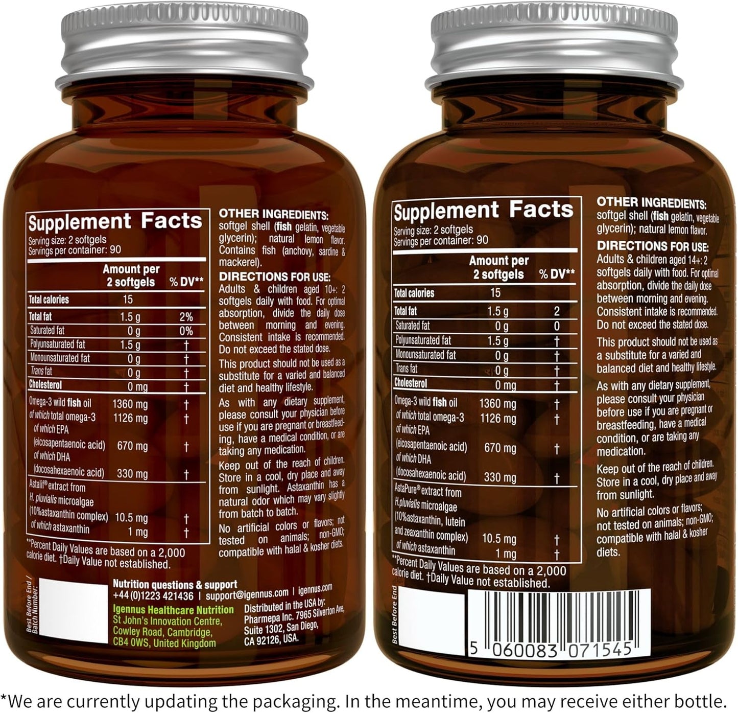 Omega-3 Fish Oil & Men's Multivitamin Bundle: High Absorption, 1000mg EPA & DHA - 180 Softgels + 180 Tablets by Igennus