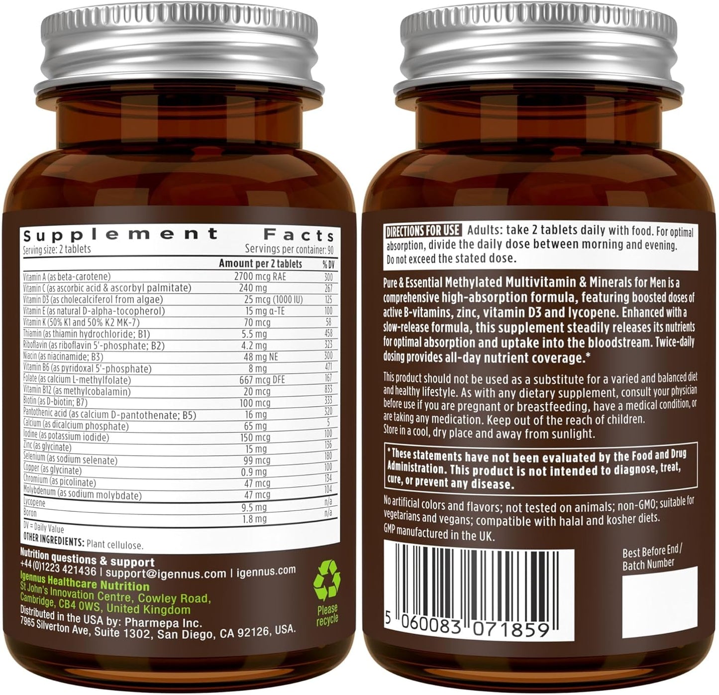 Omega-3 Fish Oil & Men's Multivitamin Bundle: High Absorption, 1000mg EPA & DHA - 180 Softgels + 180 Tablets by Igennus