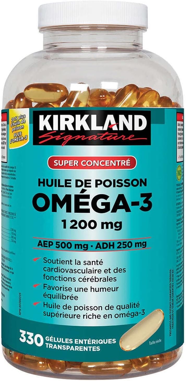 Omega-3 Fish Oil Supplement 1000mg, 300 Softgels by Kirkland