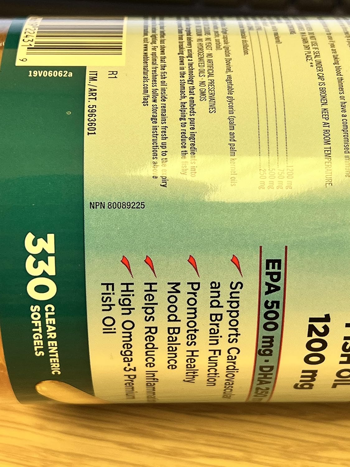 Omega-3 Fish Oil Supplement 1000mg, 300 Softgels by Kirkland