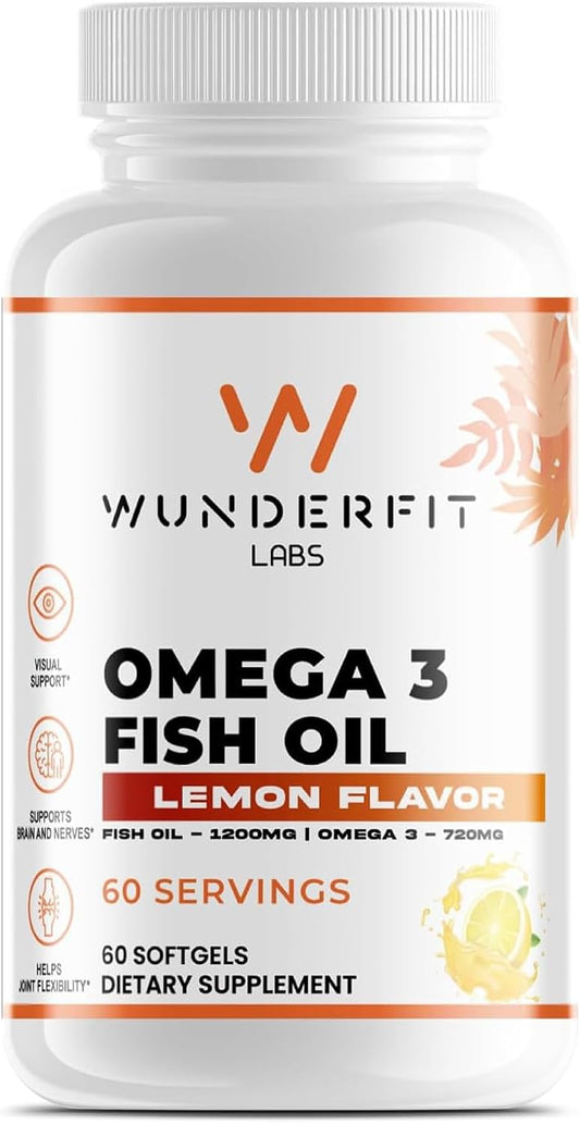 Omega 3 Fish Oil Supplement by Wunderfit Labs - Premium Quality for Heart Health & Wellness